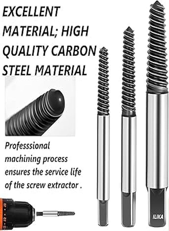 ILIKA مجموعة مثقاب استخراج البراغي من إيليكا، مجموعة مثاقب استخراج البراغي التالفة والمكسورة، أداة إزالة البراغي التالفة، مثقاب مركزي سهل الاستخراج (6 قطع) - Image 5